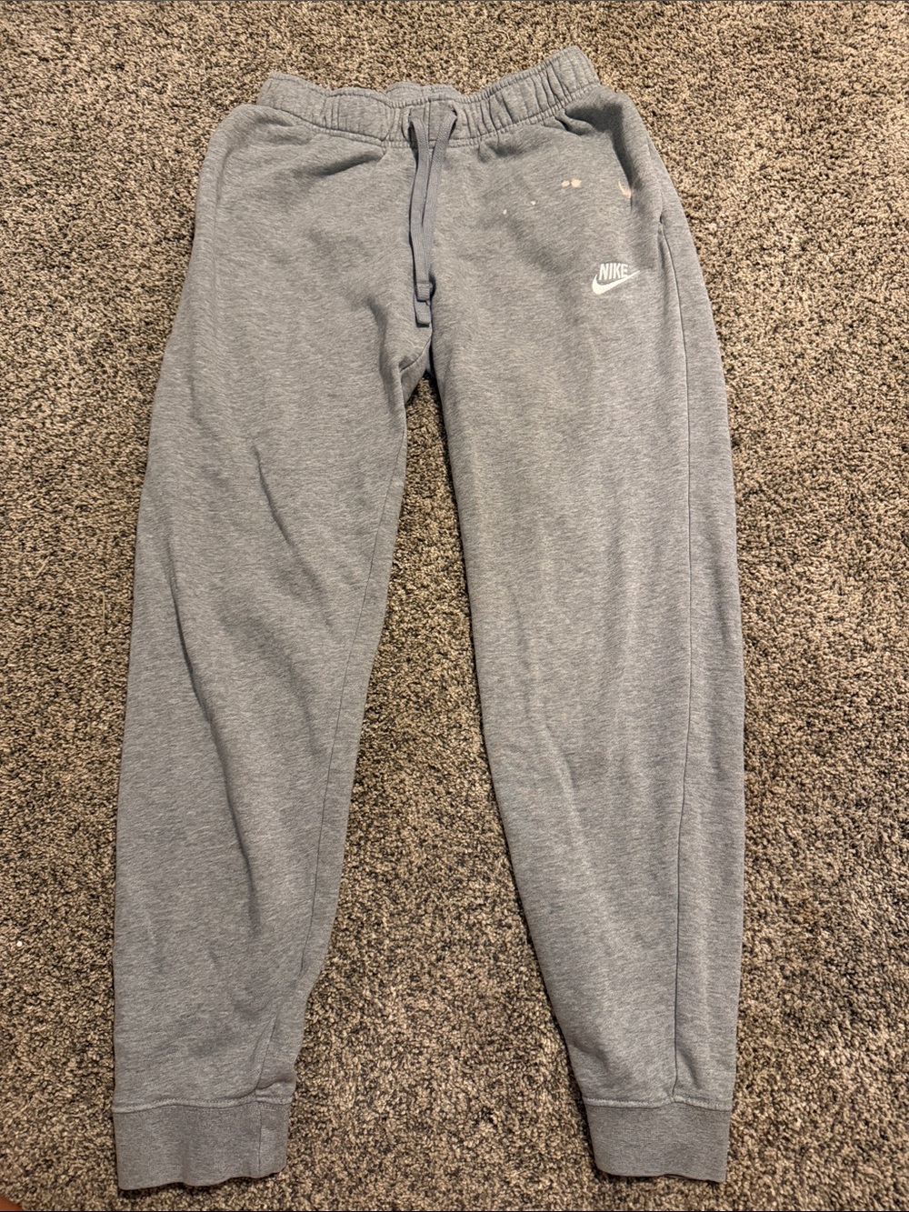 Nike Kids Light Gray Drawstring Joggers with White Swoosh